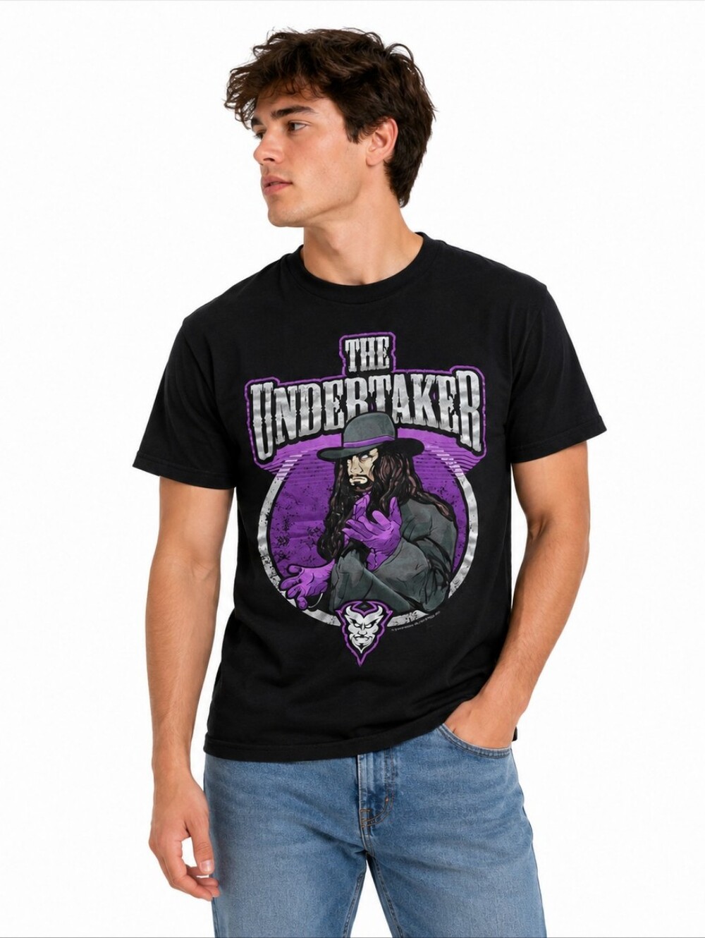 💚 WWE The Undertaker Graphic T-Shirt Black Purple 2018 Wrestling Tee